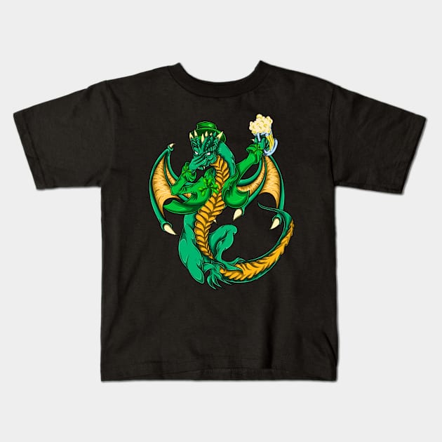 Dragon Shamrock Ireland Shenaningan St Patricks Day Kids T-Shirt by ShirtsShirtsndmoreShirts